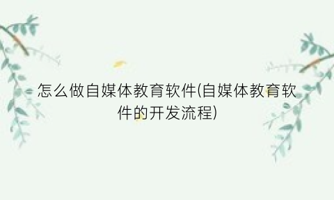 “怎么做自媒体教育软件(自媒体教育软件的开发流程)
