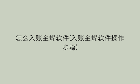 “怎么入账金蝶软件(入账金蝶软件操作步骤)