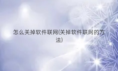 怎么关掉软件联网(关掉软件联网的方法)