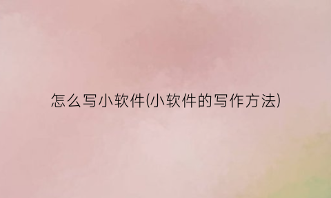 怎么写小软件(小软件的写作方法)