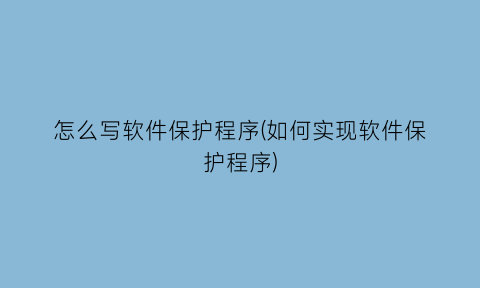 怎么写软件保护程序(如何实现软件保护程序)