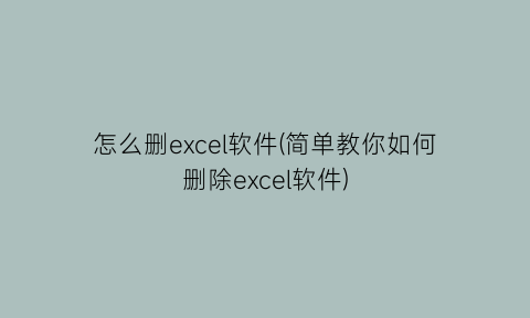 怎么删excel软件(简单教你如何删除excel软件)