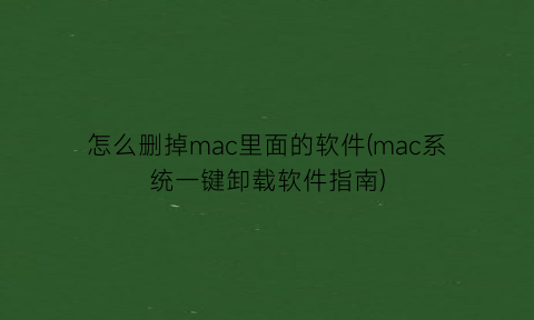 怎么删掉mac里面的软件(mac系统一键卸载软件指南)