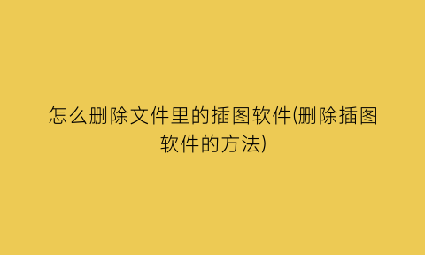 “怎么删除文件里的插图软件(删除插图软件的方法)