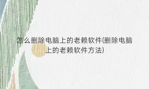 怎么删除电脑上的老赖软件(删除电脑上的老赖软件方法)