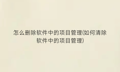 怎么删除软件中的项目管理(如何清除软件中的项目管理)