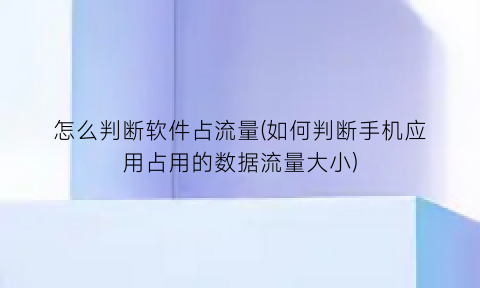 “怎么判断软件占流量(如何判断手机应用占用的数据流量大小)