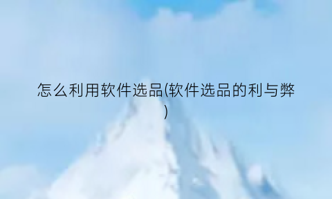 “怎么利用软件选品(软件选品的利与弊)