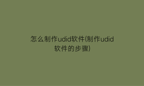 怎么制作udid软件(制作udid软件的步骤)