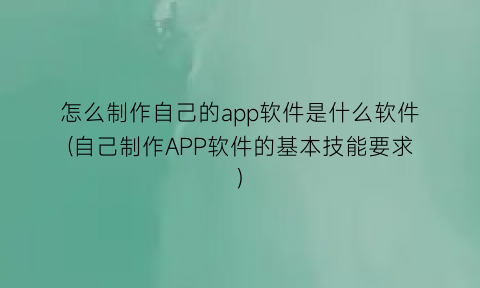 怎么制作自己的app软件是什么软件(自己制作APP软件的基本技能要求)