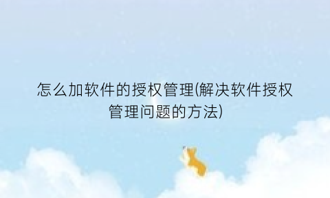 怎么加软件的授权管理(解决软件授权管理问题的方法)