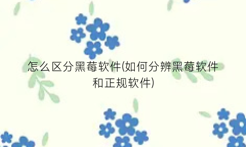 怎么区分黑莓软件(如何分辨黑莓软件和正规软件)