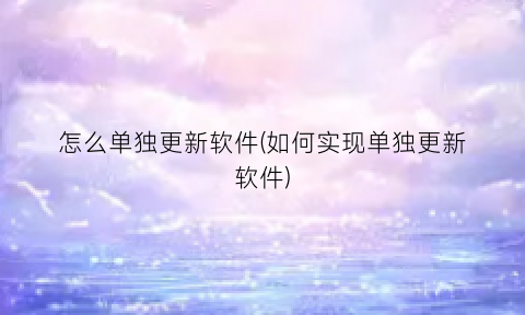 怎么单独更新软件(如何实现单独更新软件)