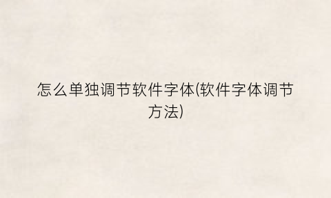 “怎么单独调节软件字体(软件字体调节方法)