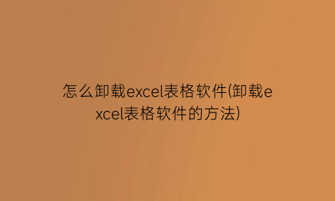 怎么卸载excel表格软件(卸载excel表格软件的方法)