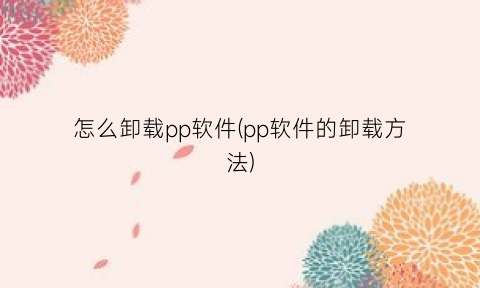 “怎么卸载pp软件(pp软件的卸载方法)
