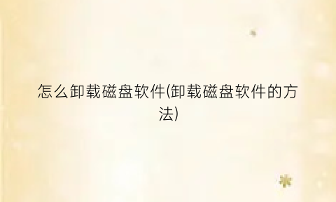 怎么卸载磁盘软件(卸载磁盘软件的方法)