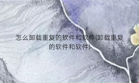 “怎么卸载重复的软件和软件(卸载重复的软件和软件)