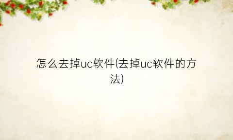 怎么去掉uc软件(去掉uc软件的方法)