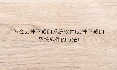 怎么去掉下载的系统软件(去掉下载的系统软件的方法)