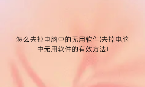 怎么去掉电脑中的无用软件(去掉电脑中无用软件的有效方法)