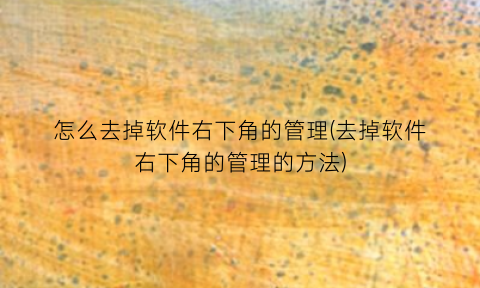 怎么去掉软件右下角的管理(去掉软件右下角的管理的方法)