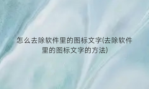 怎么去除软件里的图标文字(去除软件里的图标文字的方法)