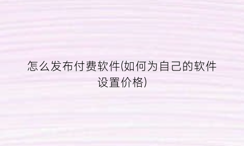 怎么发布付费软件(如何为自己的软件设置价格)