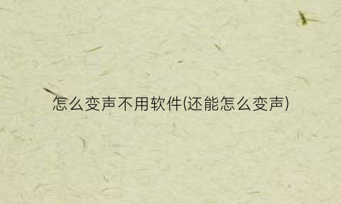 “怎么变声不用软件(还能怎么变声)