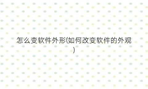 “怎么变软件外形(如何改变软件的外观)