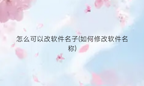 怎么可以改软件名子(如何修改软件名称)