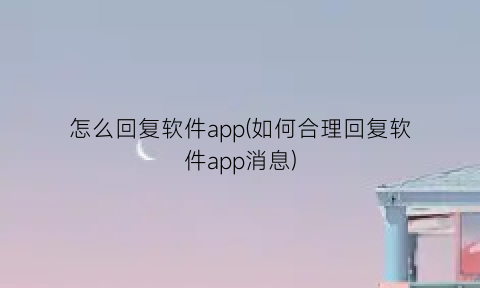 怎么回复软件app(如何合理回复软件app消息)