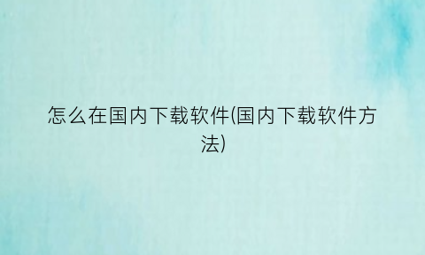 怎么在国内下载软件(国内下载软件方法)