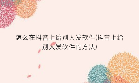 “怎么在抖音上给别人发软件(抖音上给别人发软件的方法)