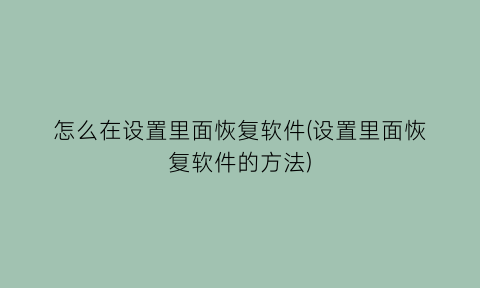 怎么在设置里面恢复软件(设置里面恢复软件的方法)