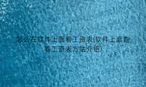 “怎么在软件上面看工资表(软件上面查看工资表方法介绍)