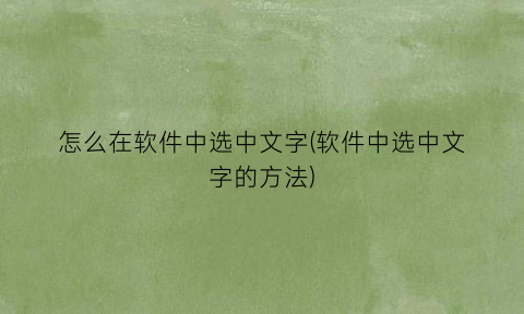 “怎么在软件中选中文字(软件中选中文字的方法)