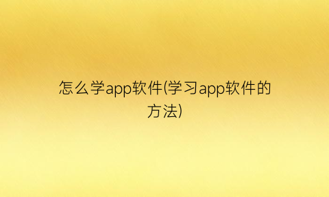 怎么学app软件(学习app软件的方法)