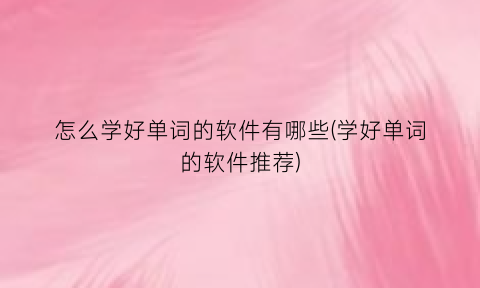 怎么学好单词的软件有哪些(学好单词的软件推荐)