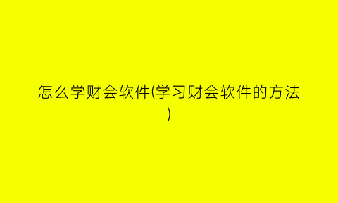 “怎么学财会软件(学习财会软件的方法)