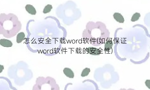 怎么安全下载word软件(如何保证word软件下载的安全性)