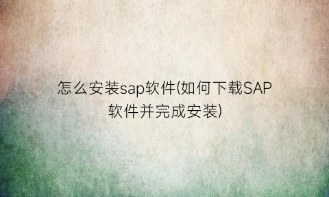 怎么安装sap软件(如何下载SAP软件并完成安装)