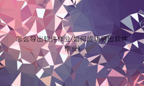 “怎么导出软件作业(如何成功导出软件作业)