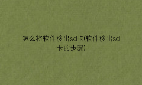 怎么将软件移出sd卡(软件移出sd卡的步骤)