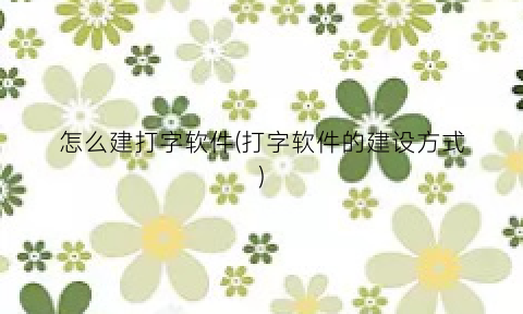 怎么建打字软件(打字软件的建设方式)