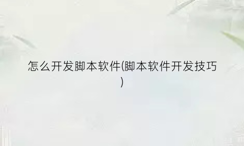 怎么开发脚本软件(脚本软件开发技巧)