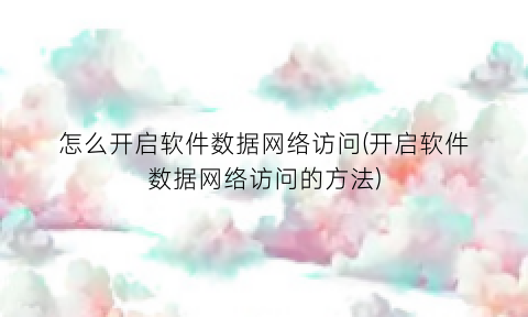 怎么开启软件数据网络访问(开启软件数据网络访问的方法)