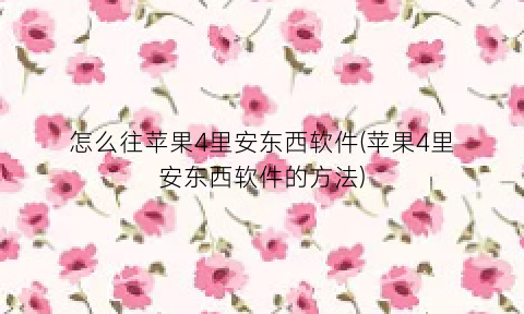 “怎么往苹果4里安东西软件(苹果4里安东西软件的方法)
