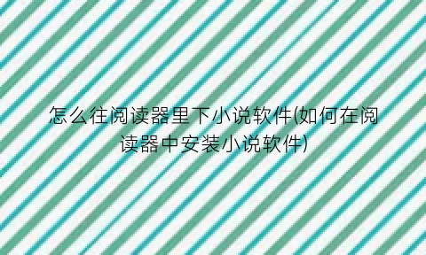 “怎么往阅读器里下小说软件(如何在阅读器中安装小说软件)