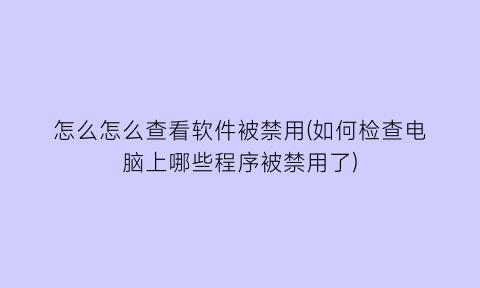 怎么怎么查看软件被禁用(如何检查电脑上哪些程序被禁用了)